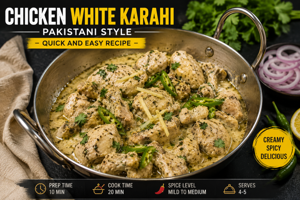 Chicken White Karahi Pakistani Style: Quick and Easy Recipe